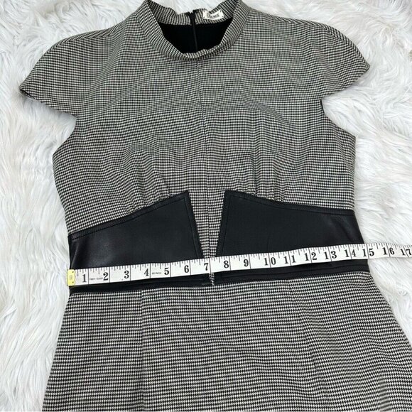 L’AGENCE Women’s Black Houndstooth Leather Corset‎ Waist Designer Dress 6/C34 - Picture 12 of 16